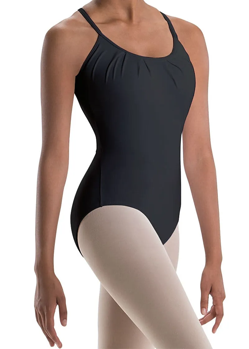 ON SALE Pleated Front Open Back Silkskyn Camisole Leotard