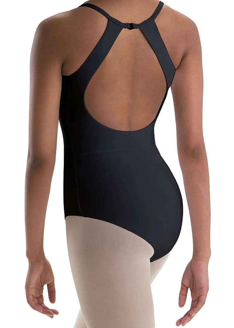 ON SALE Pleated Front Open Back Silkskyn Camisole Leotard