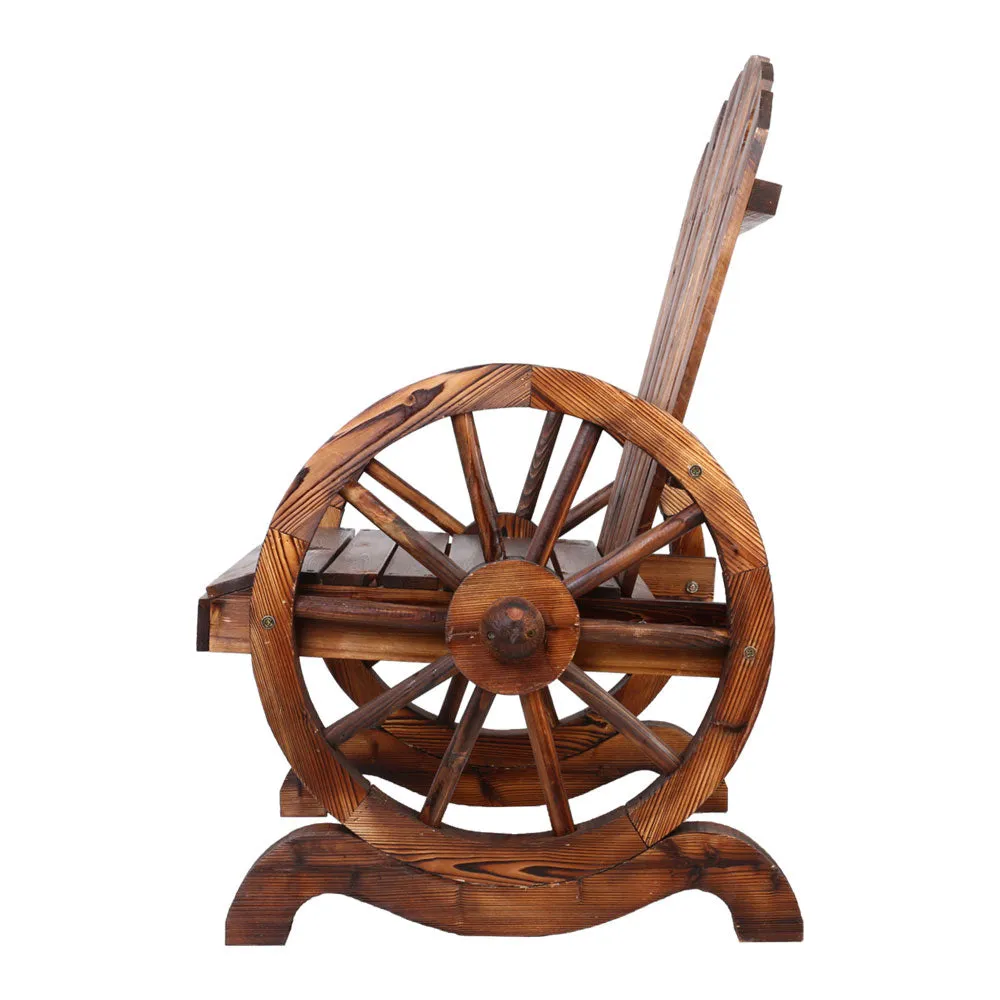 Outdoor Wooden Wagon Chair Garden Rustic Look Decor Armchair Patio