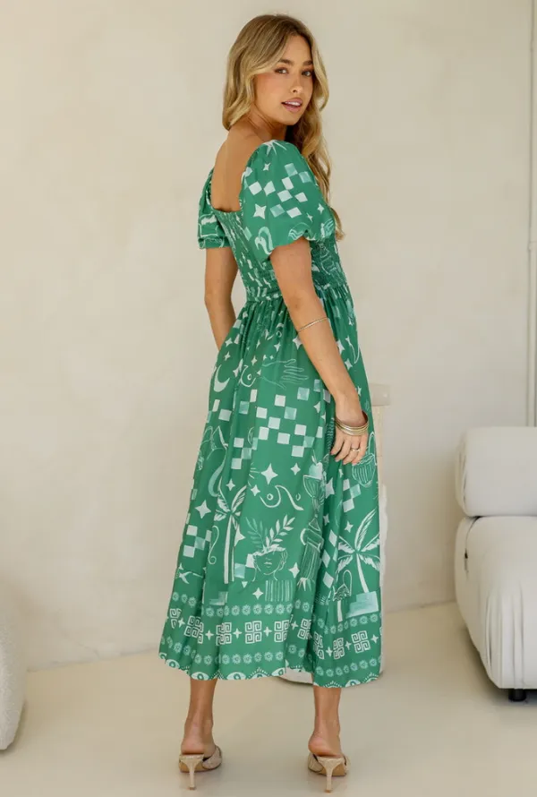 Palm Maxi Dress - Green