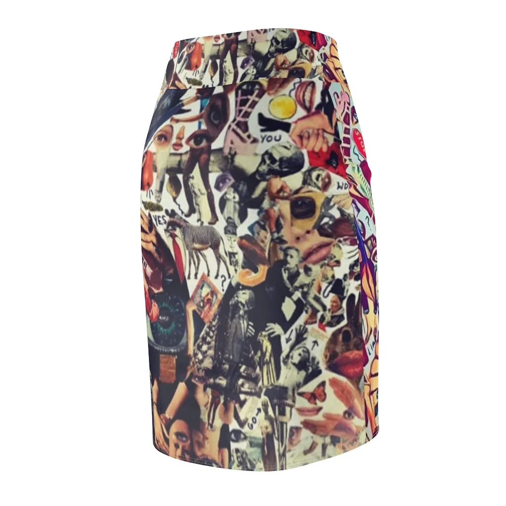 Pencil Skirt AL BLUE DESIGNED ART