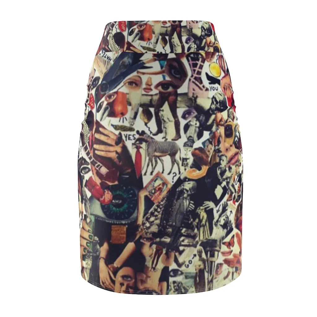 Pencil Skirt AL BLUE DESIGNED ART