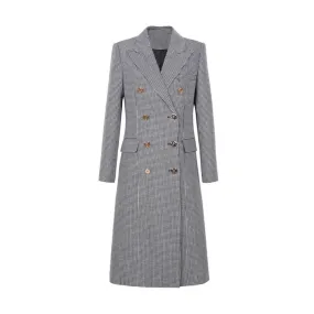Pre Order:  Decorative Gold Buttons Houndstooth Coat