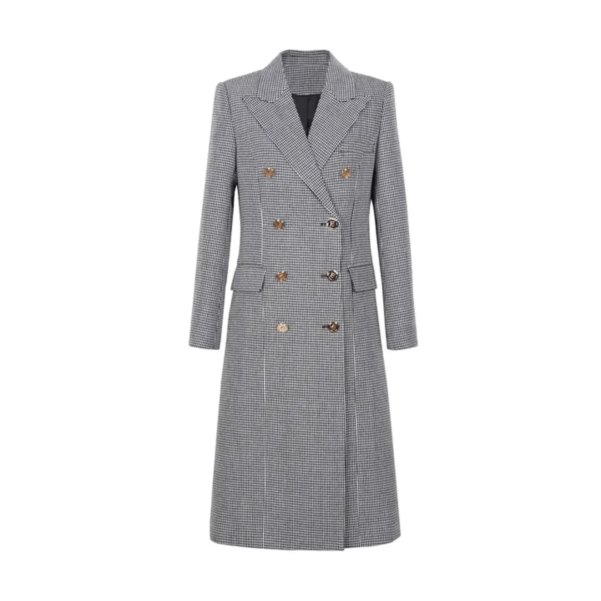 Pre Order:  Decorative Gold Buttons Houndstooth Coat