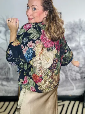 Primula Black Crepe Kimono