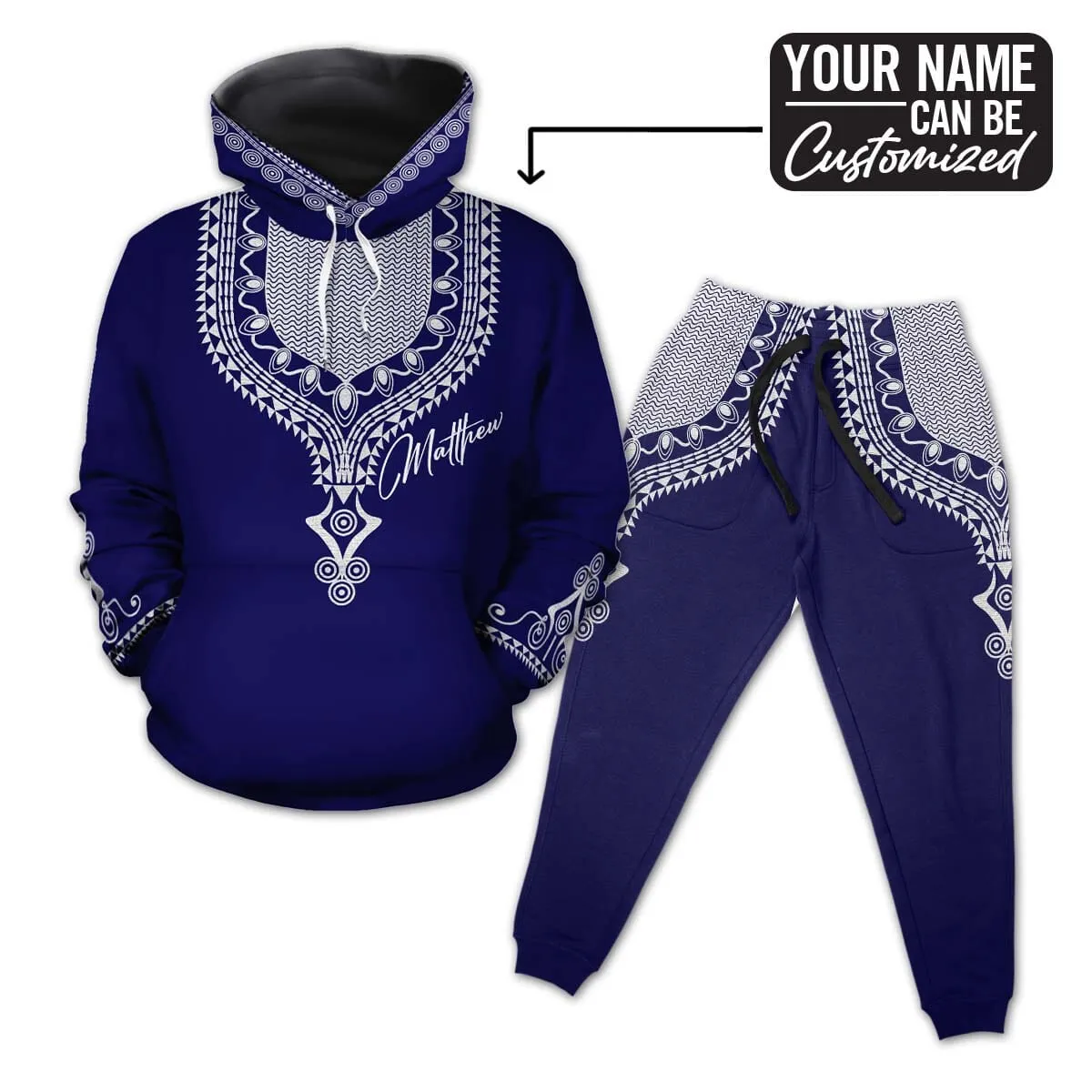 Printed DASHIKI 10 Fleece All-over Hoodie And Joggers Set