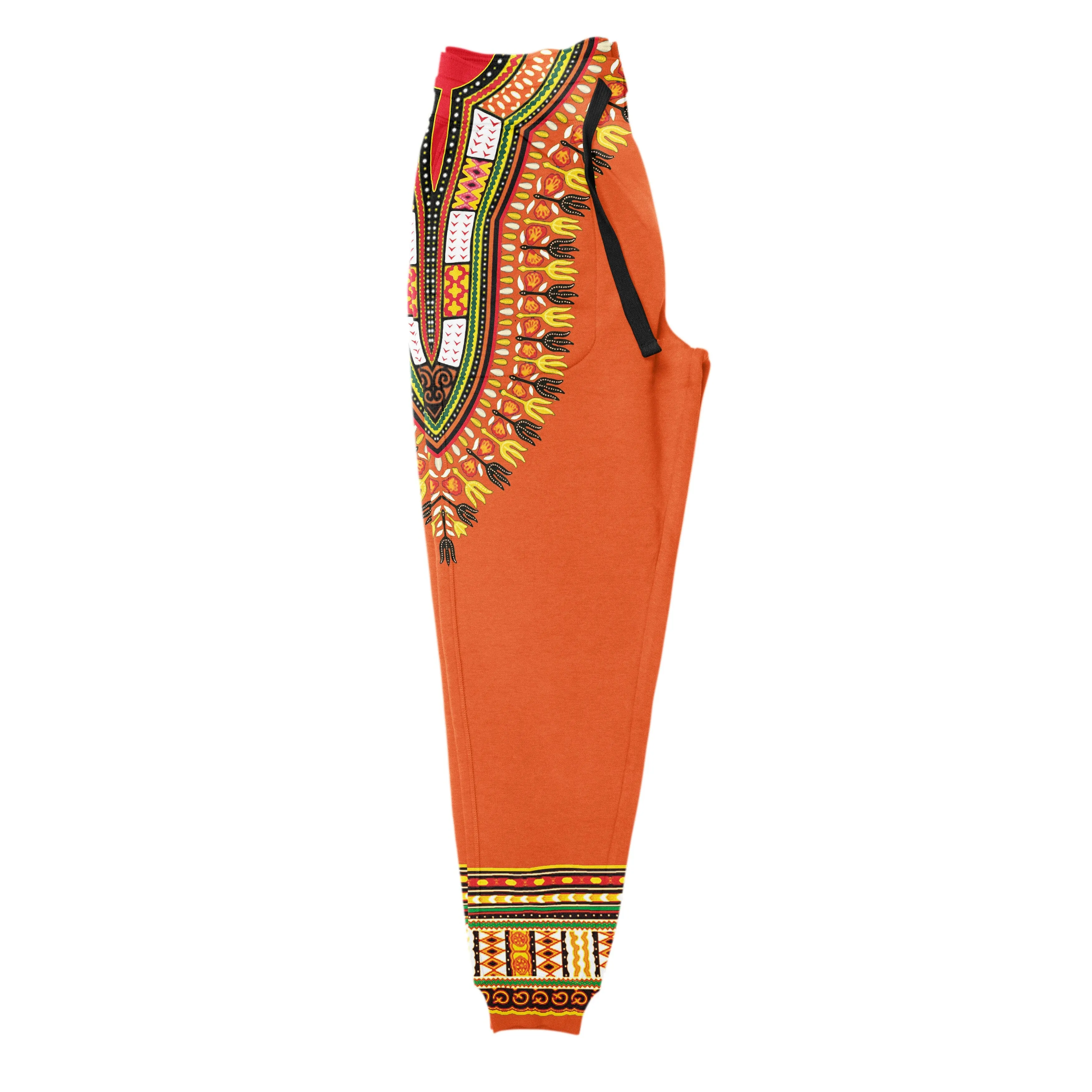 Printed Dashiki In Orange Fleece All-over Hoodie And Joggers Set