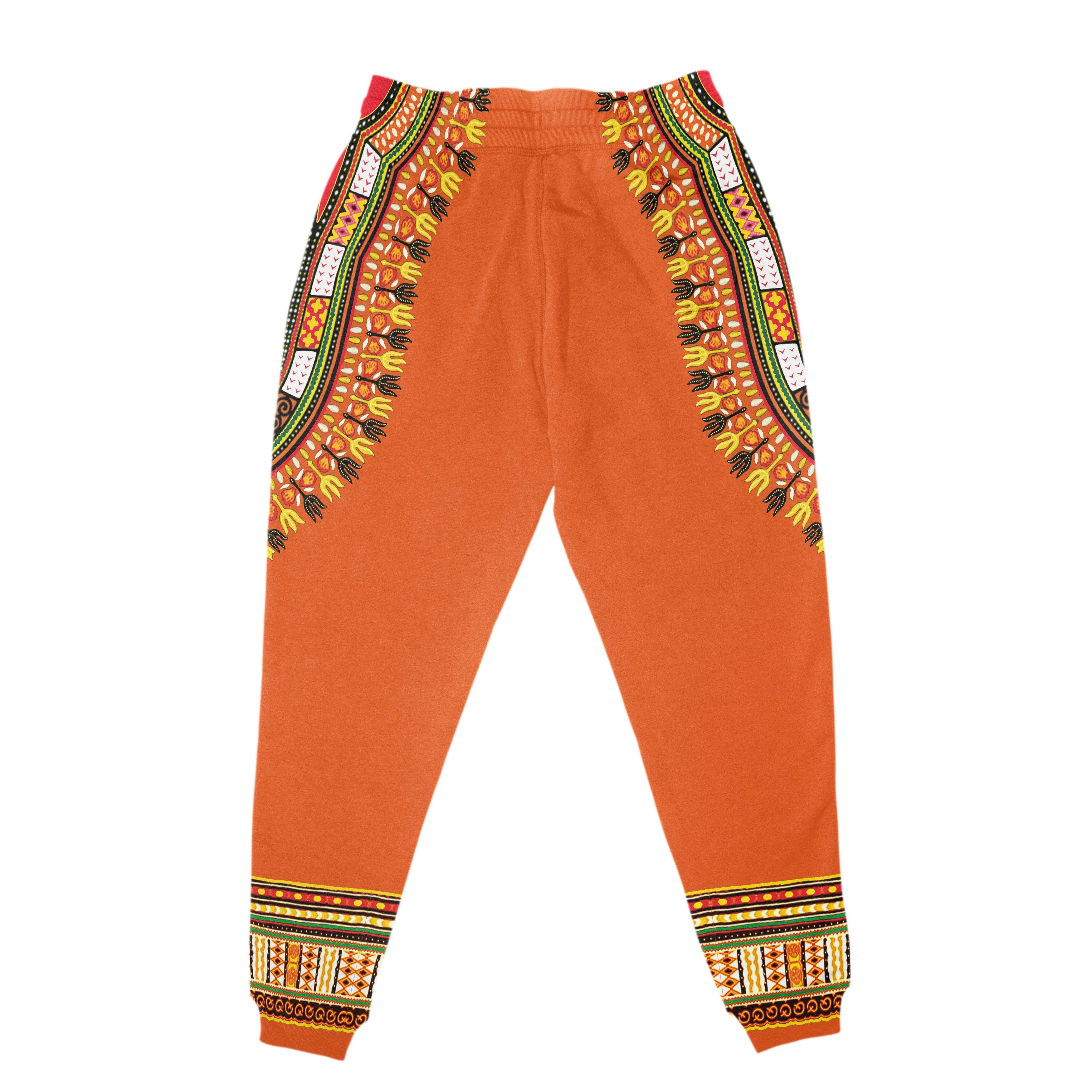 Printed Dashiki In Orange Fleece All-over Hoodie And Joggers Set