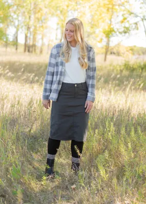 Remi Smokey Charcoal Denim Midi Skirt - FINAL SALE