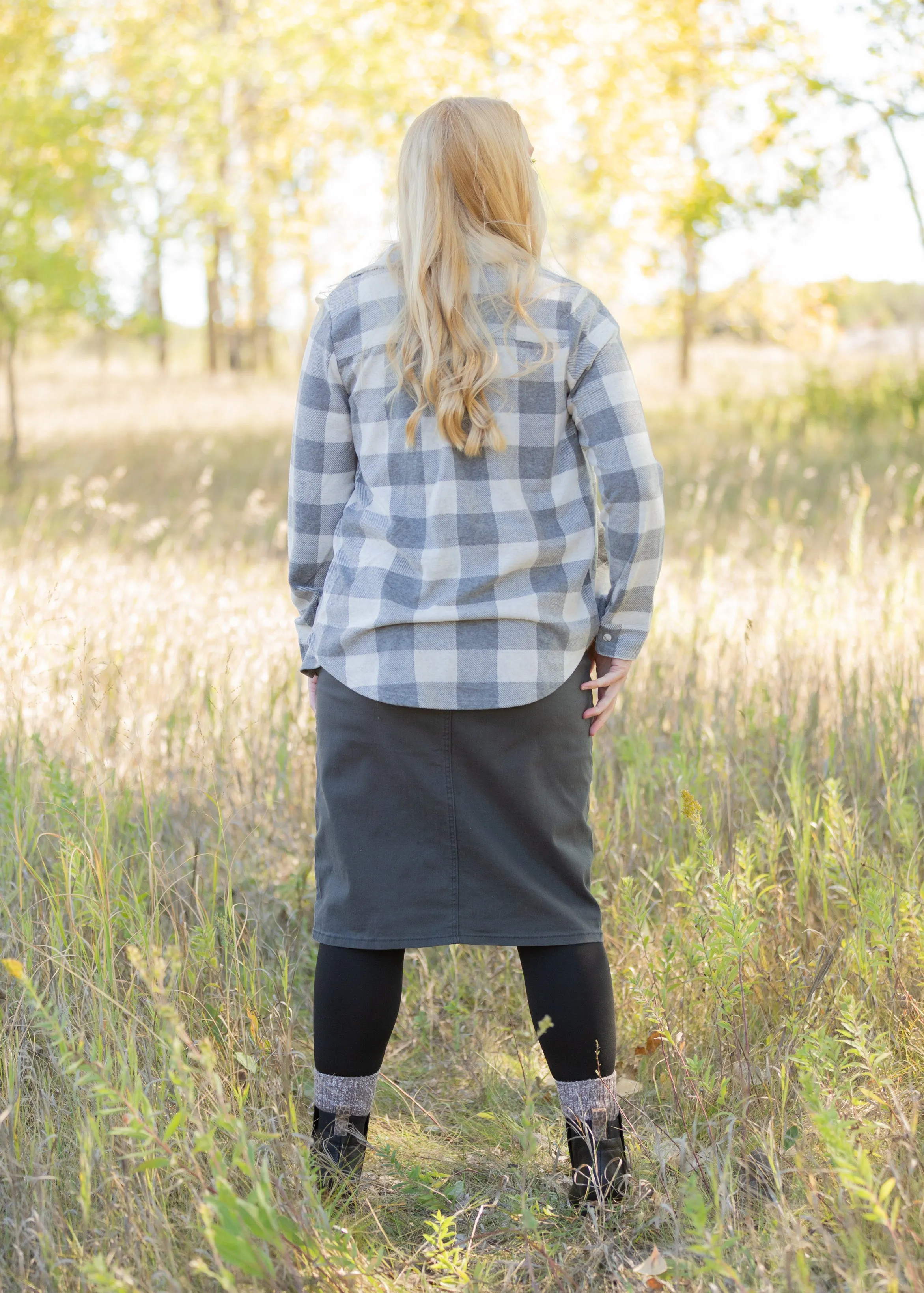 Remi Smokey Charcoal Denim Midi Skirt - FINAL SALE