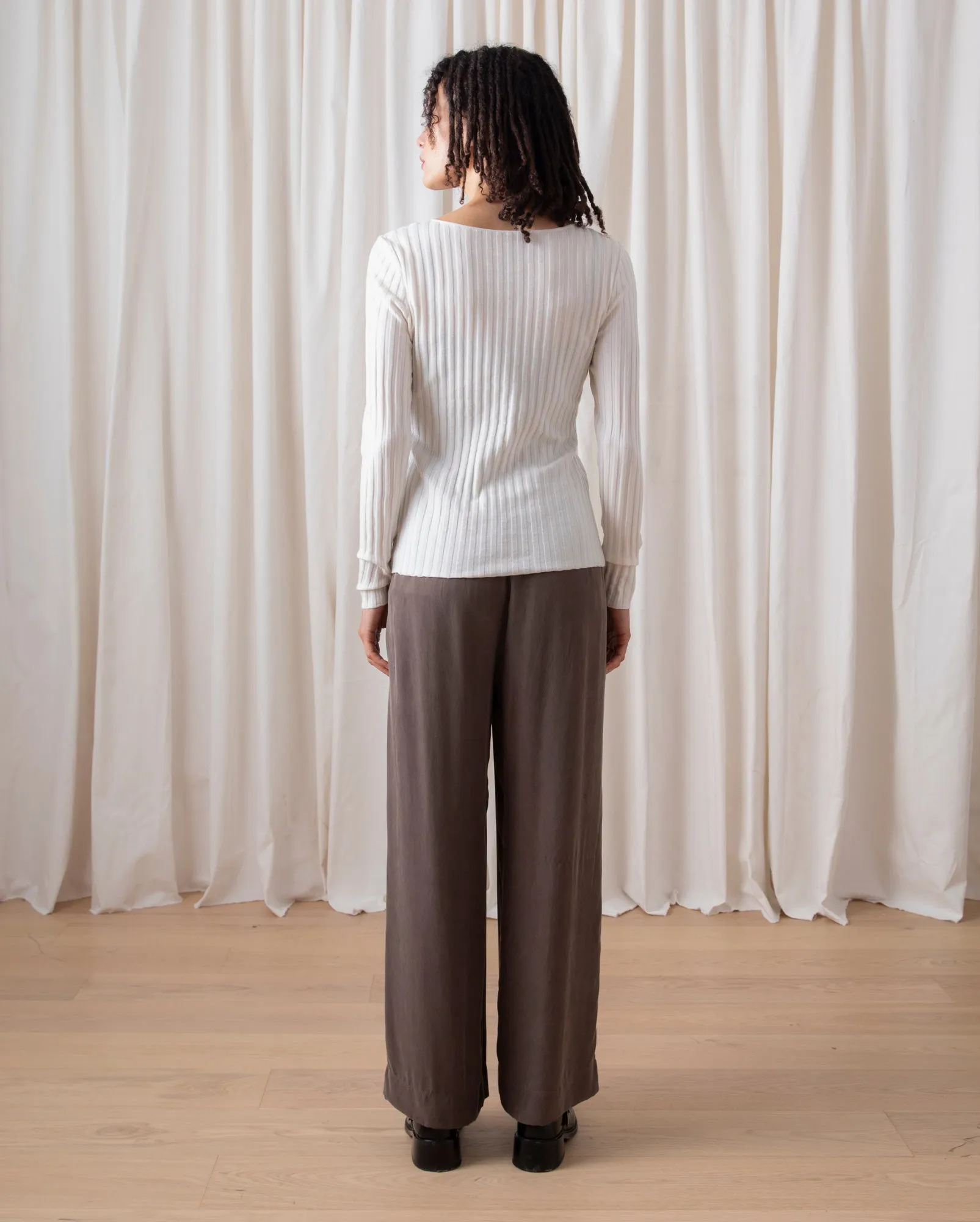 RIBBED LS SHIRT - BONE