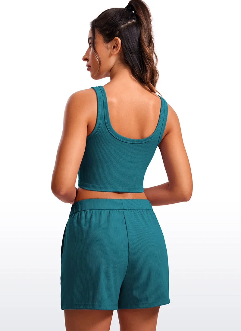 Ribbed U Neck Build-in Bra Tanks