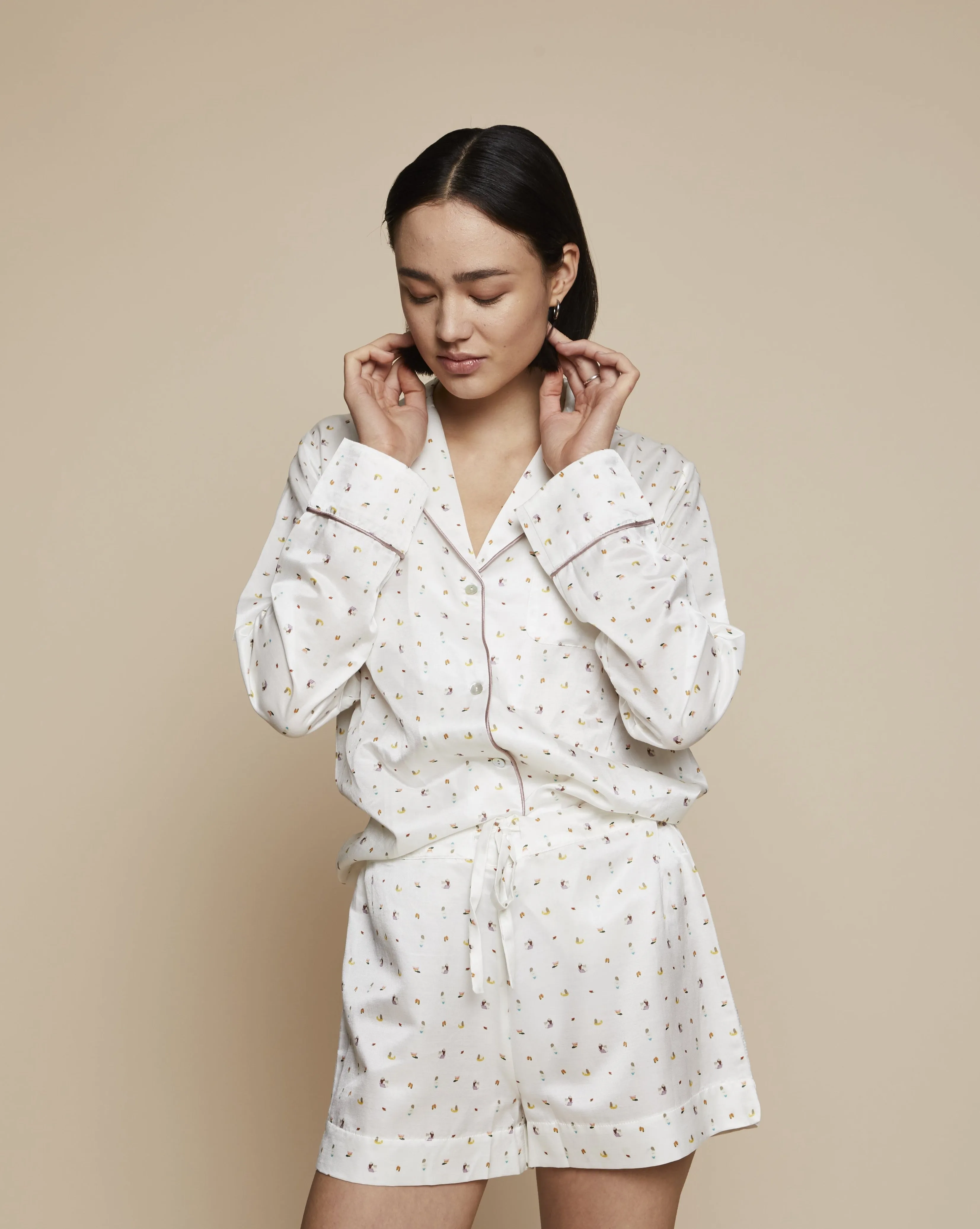 Ronja Cotton Silk Pyjama in Beach Day - Shorts