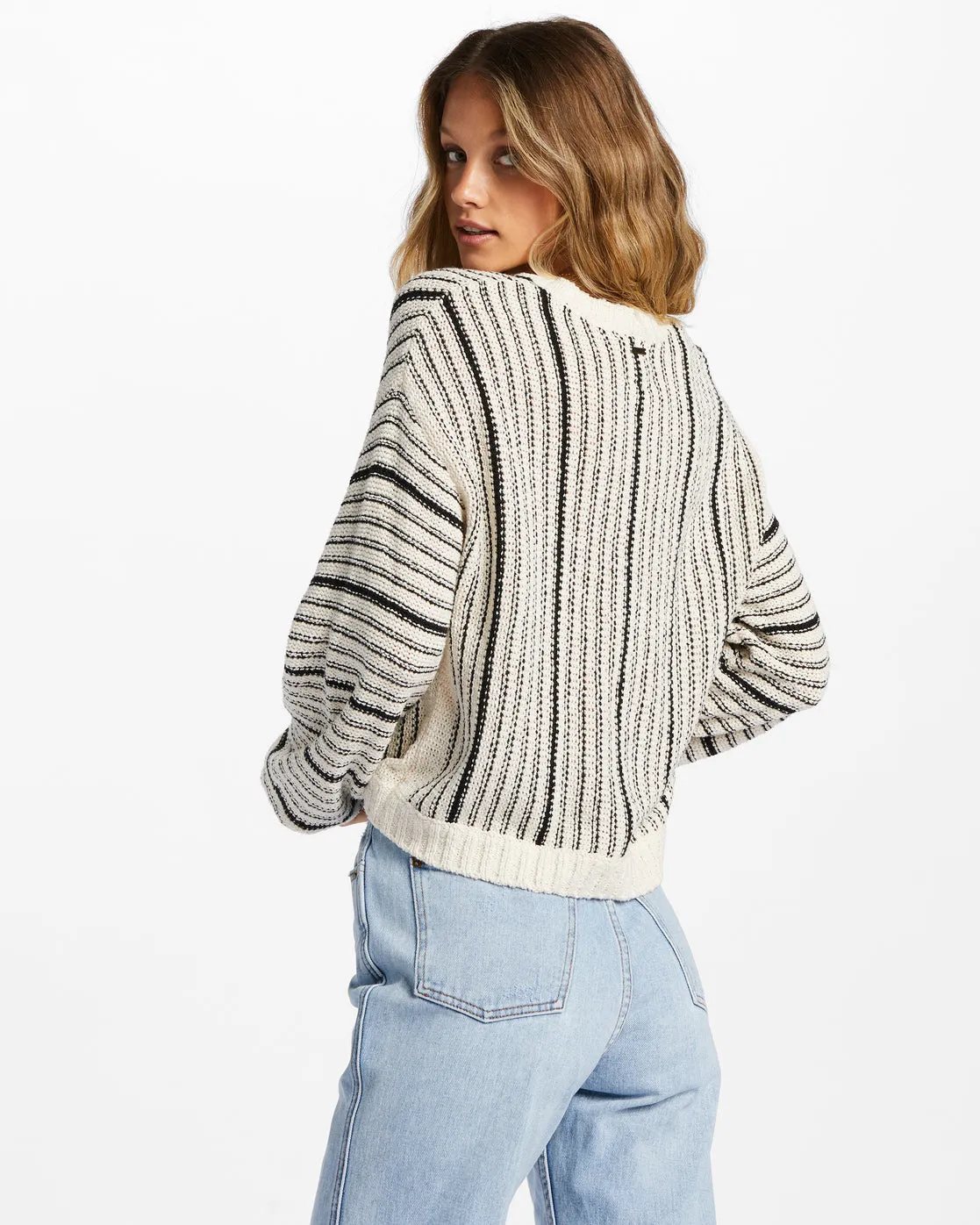 Seeing Double Crop Crewneck Sweater - White Cap 1