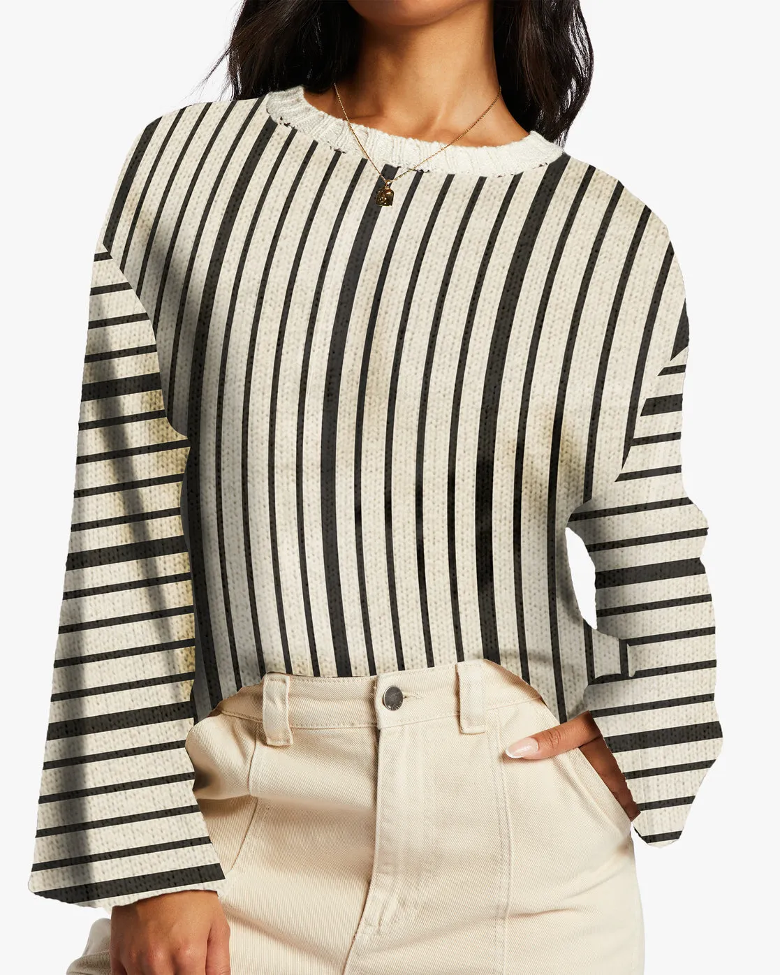 Seeing Double Crop Crewneck Sweater - White Cap 1