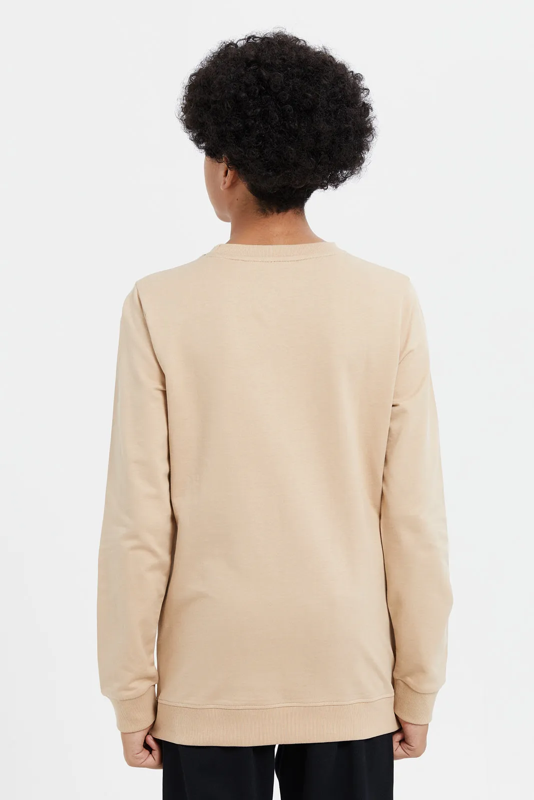 Senior Boys Beige Printed Sweatshirt