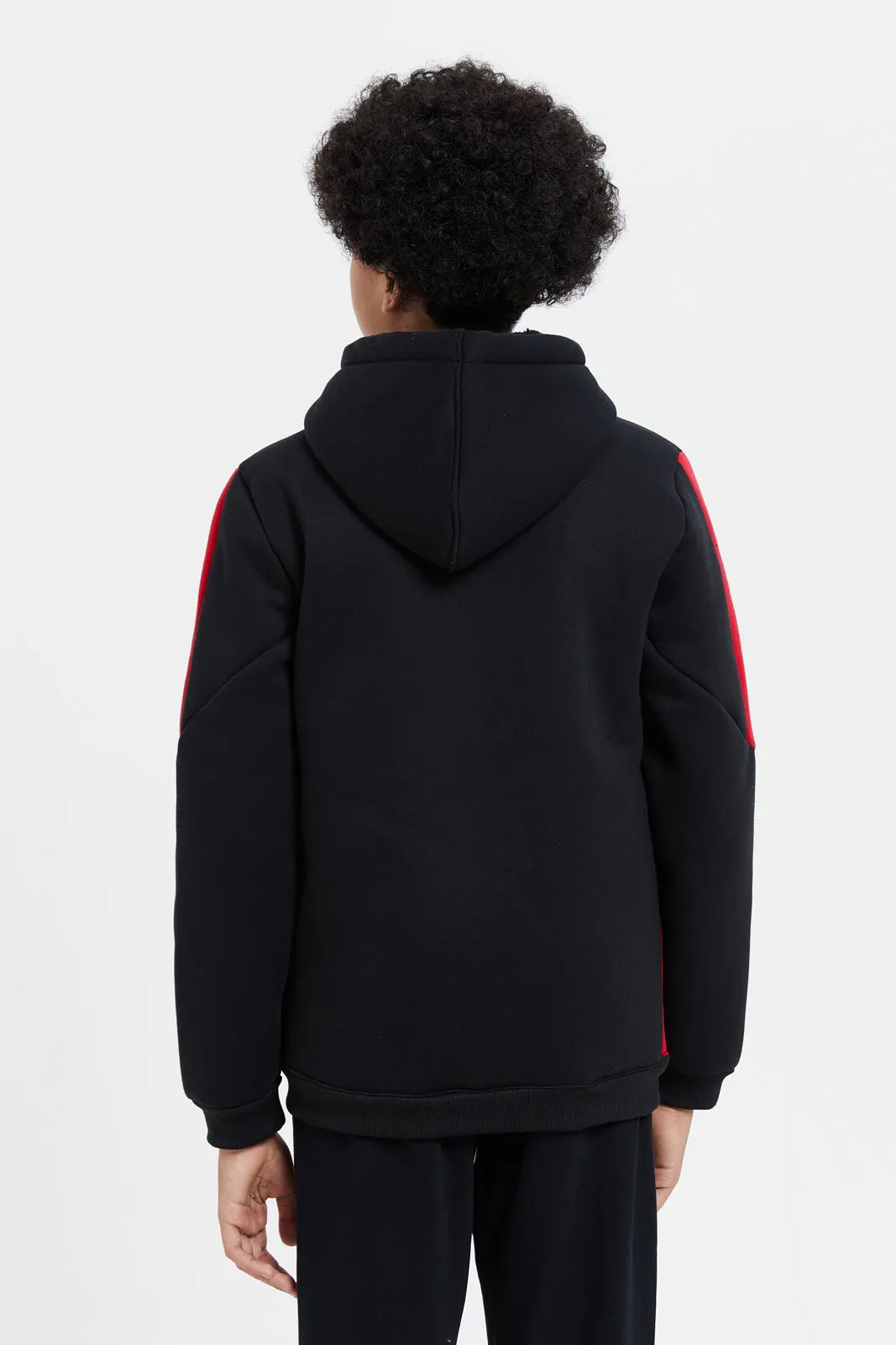 Senior Boys Black Zip Hooded Sweatshirt