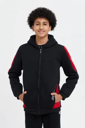 Senior Boys Black Zip Hooded Sweatshirt