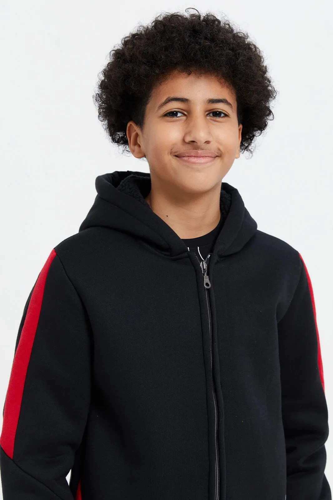 Senior Boys Black Zip Hooded Sweatshirt