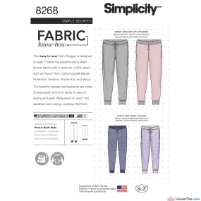 Simplicity Pattern S8268 Slim Fit Knit Jogger (Child's, Teen's & Adult's)