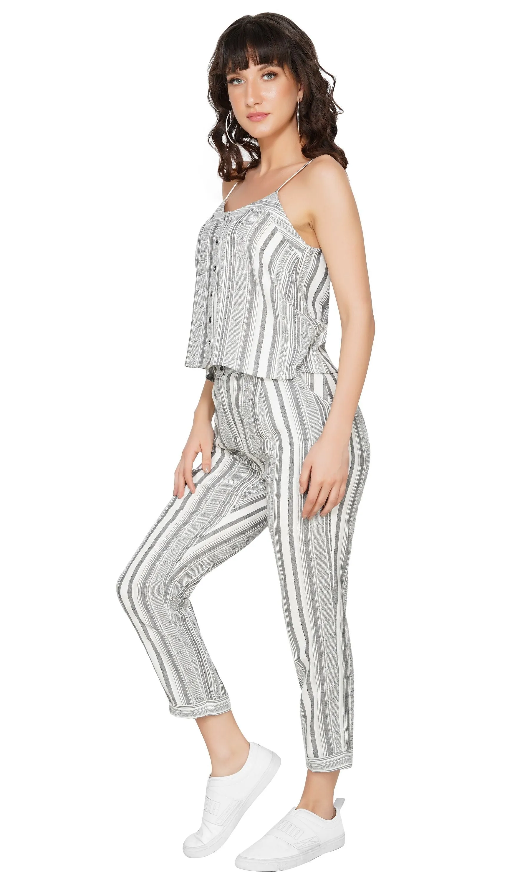 SLAY. Women's Yarn Dye Stripe Camisole And Pant Co-ord Set