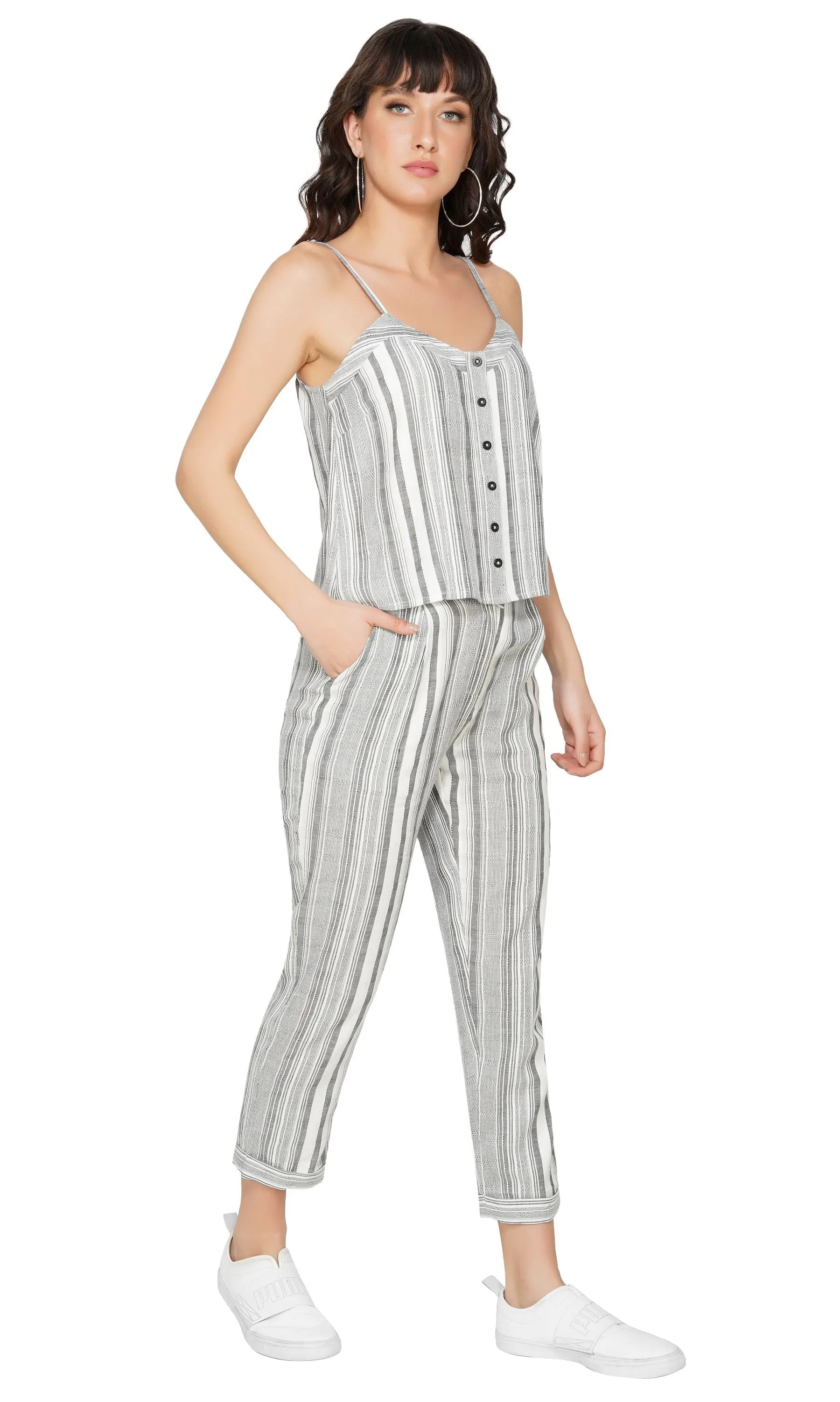 SLAY. Women's Yarn Dye Stripe Camisole And Pant Co-ord Set