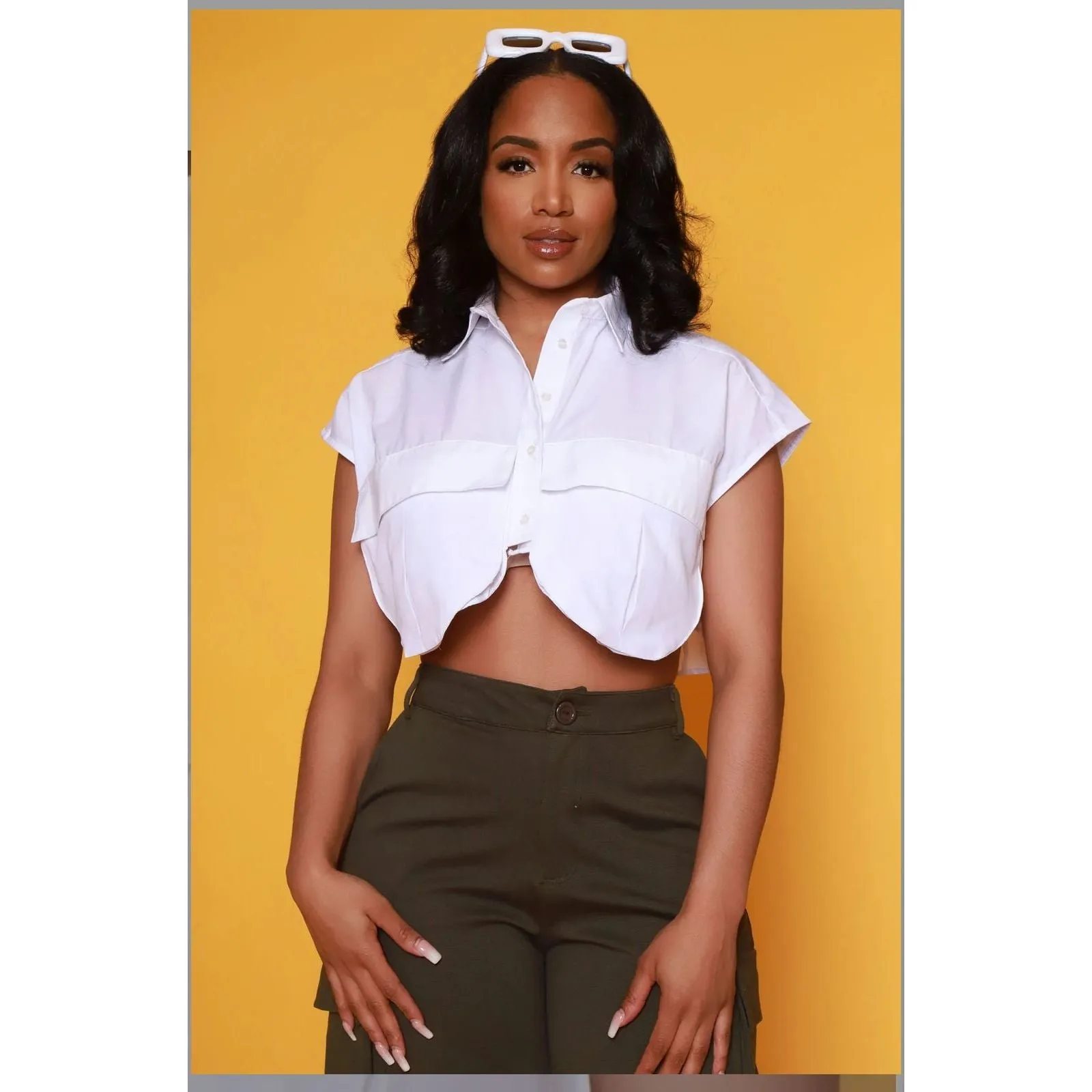 Sleeveless Oversized Crop Top Shirt