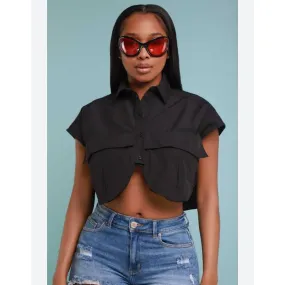 Sleeveless Oversized Crop Top Shirt