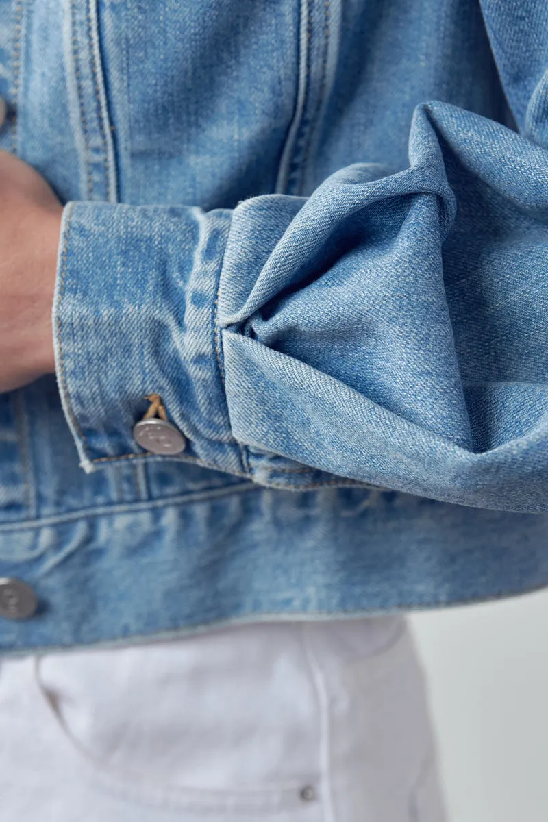 Slip On Puff Sleeve Denim Jacket