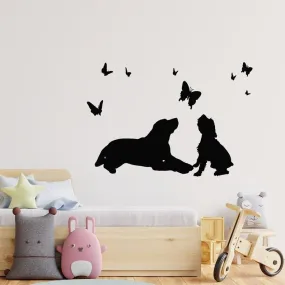SnappySticker House Animals Pet Care Dogs Butterflies Wall Sticker PVC Vinyl Easy to Stick (27 X 40)