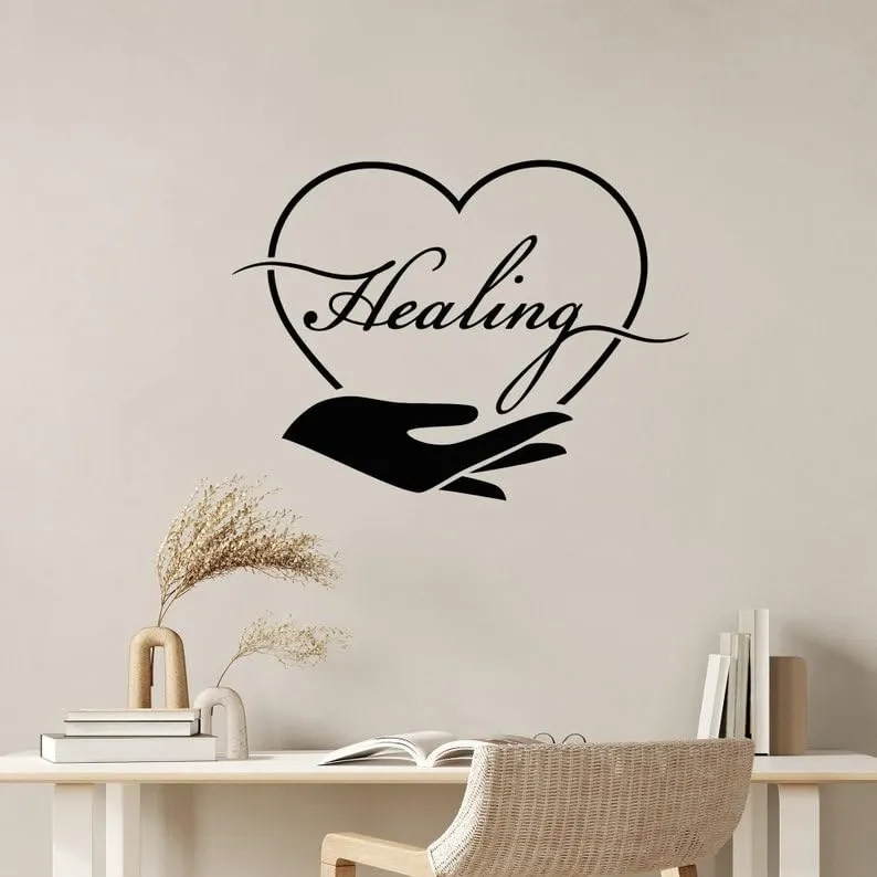 SnappySticker Words Healing Hands Care Love Wall Sticker PVC Vinyl Easy to Stick (27 X 37)