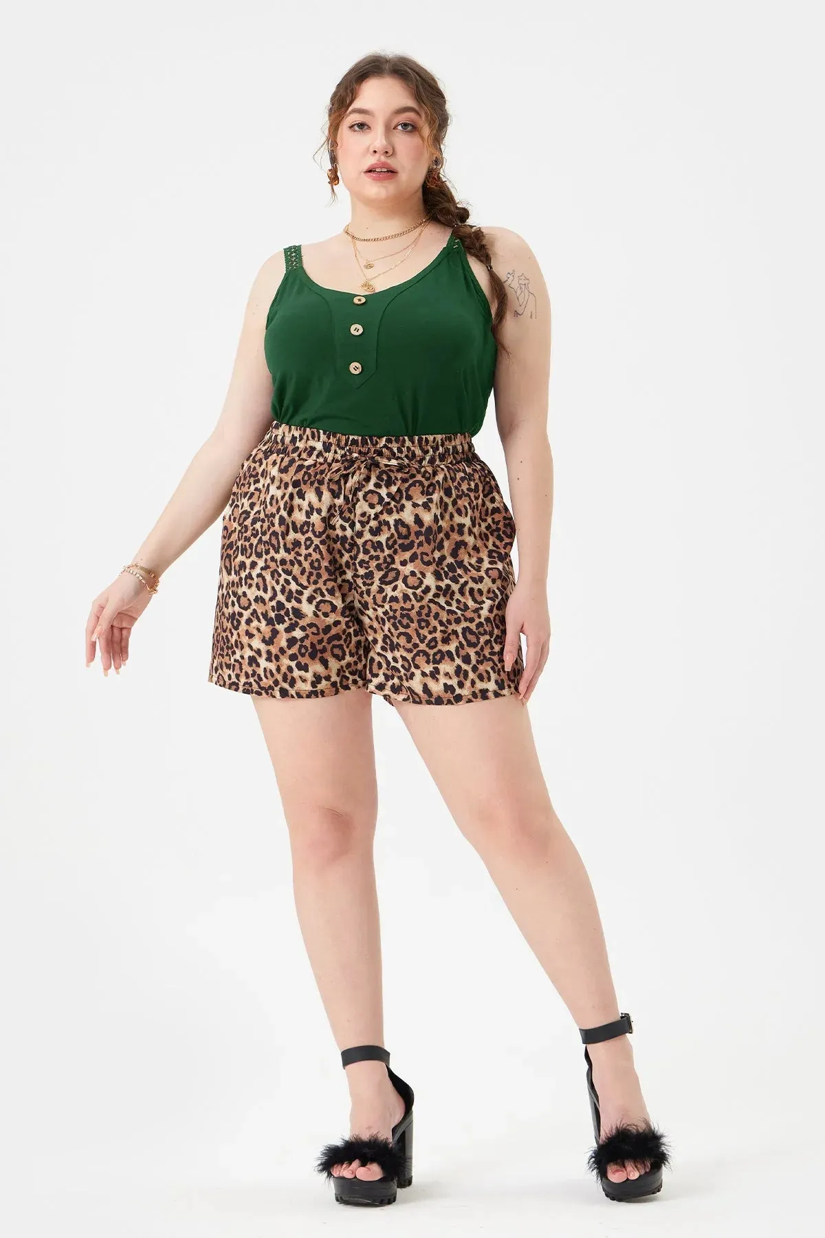 Solid Lace Straps Camisole Button Detail Tank