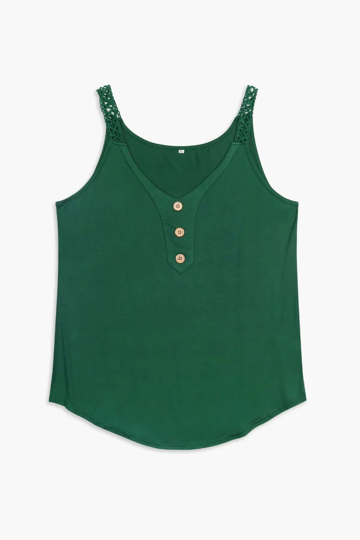 Solid Lace Straps Camisole Button Detail Tank