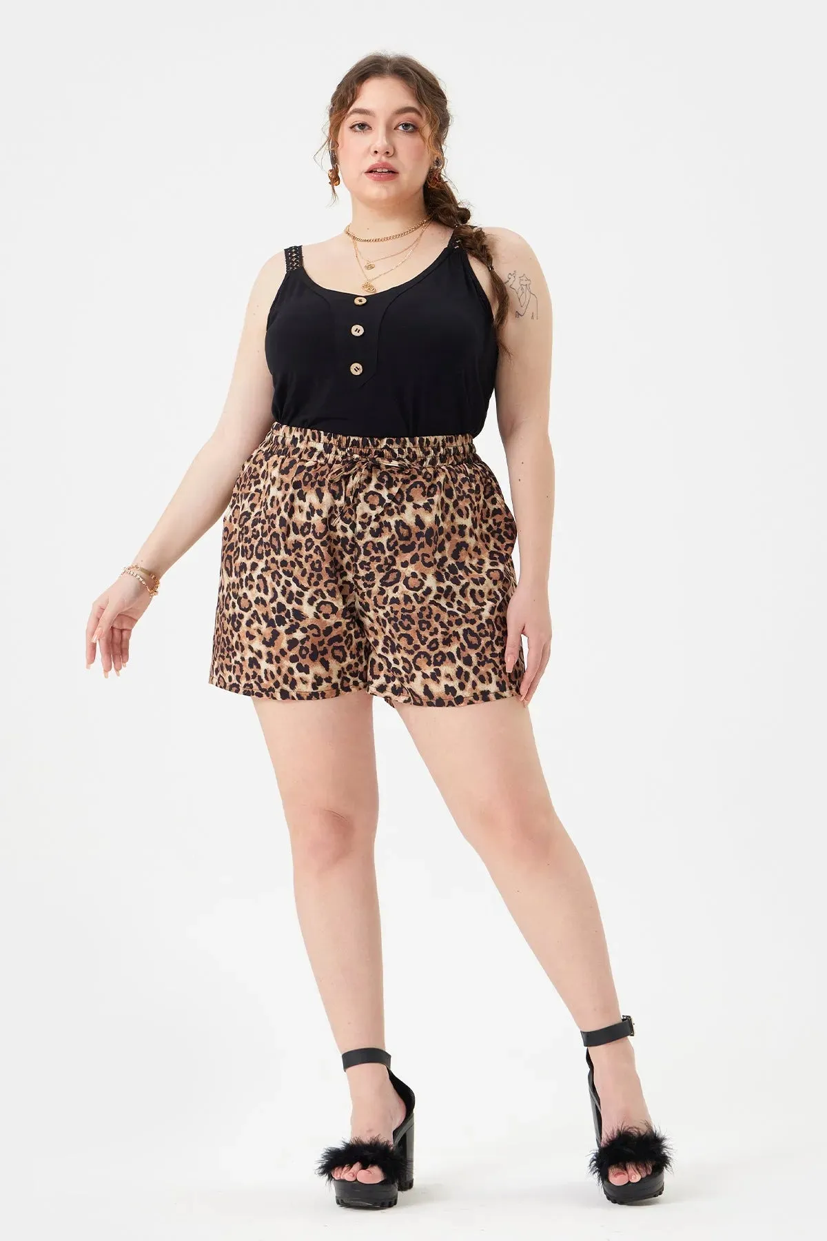 Solid Lace Straps Camisole Button Detail Tank