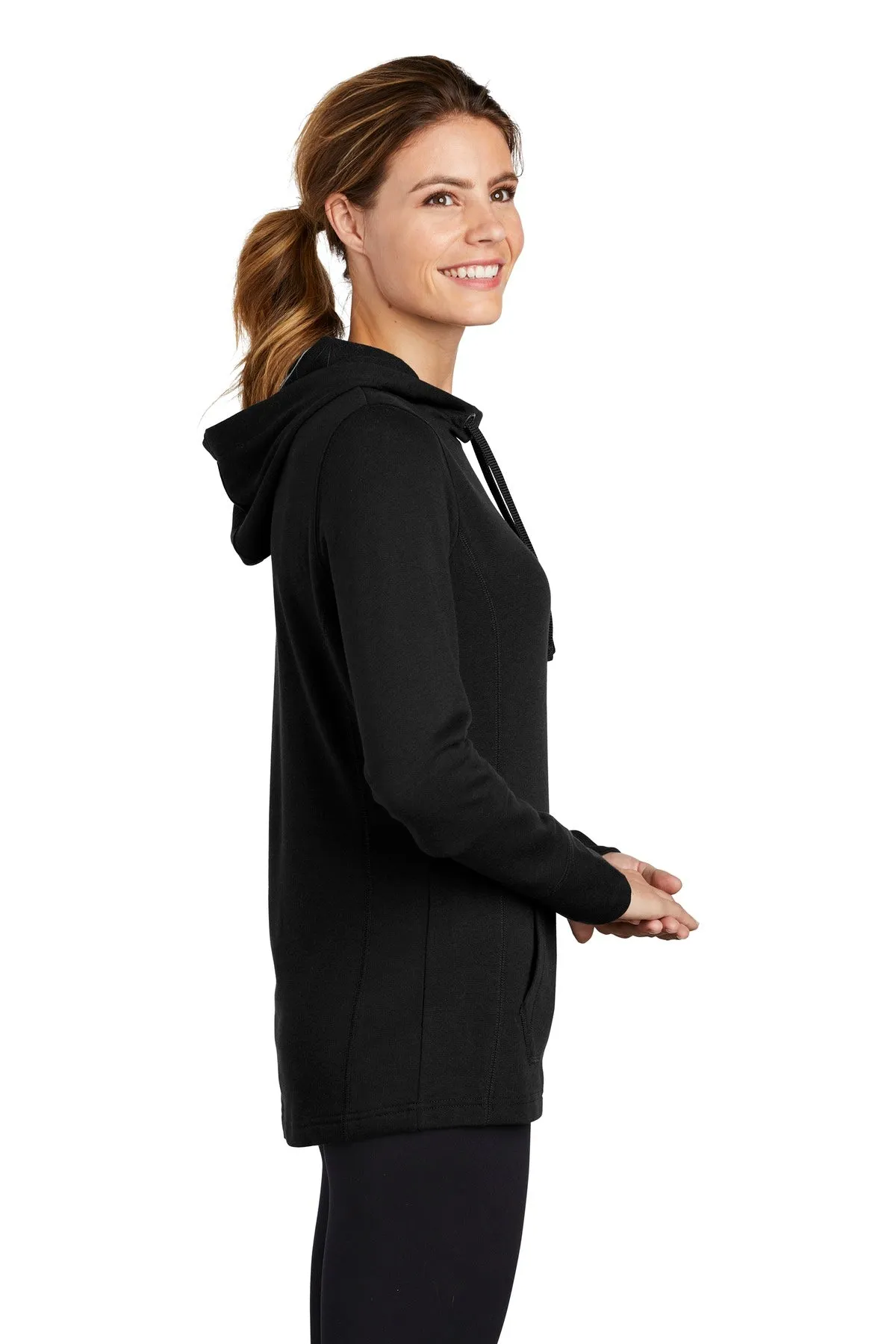 Sport-Tek ® Ladies PosiCharge ® Tri-Blend Wicking Fleece Hooded Pullover. LST296