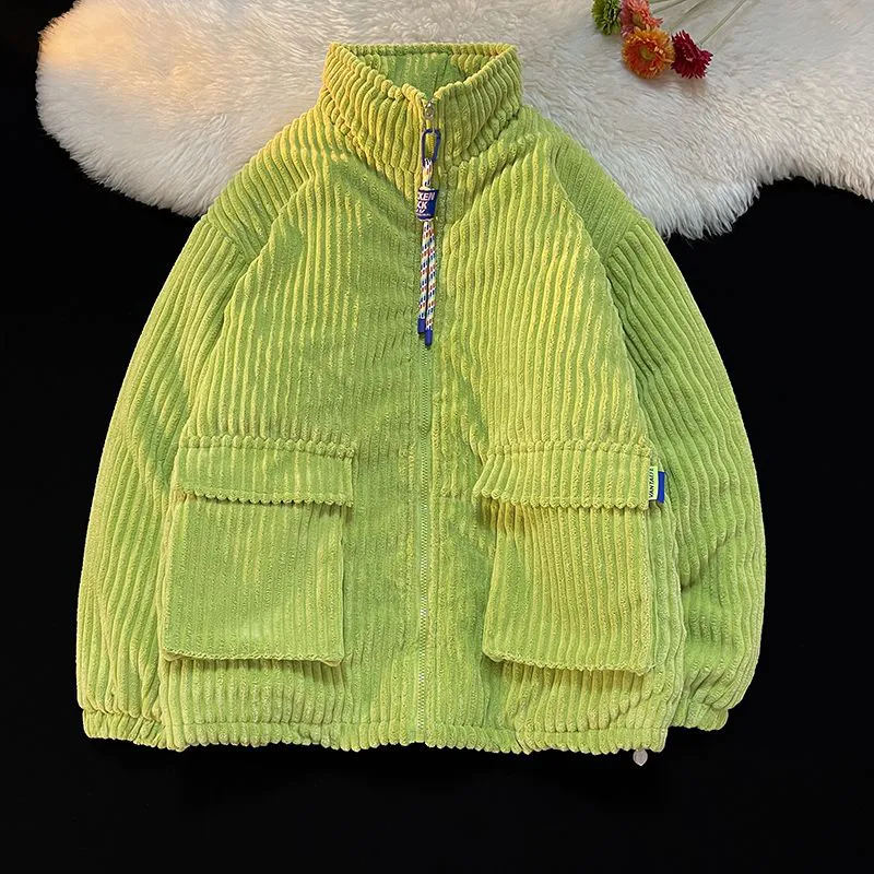 Stand-Up Collar Thickened Corduroy Puffer Coat