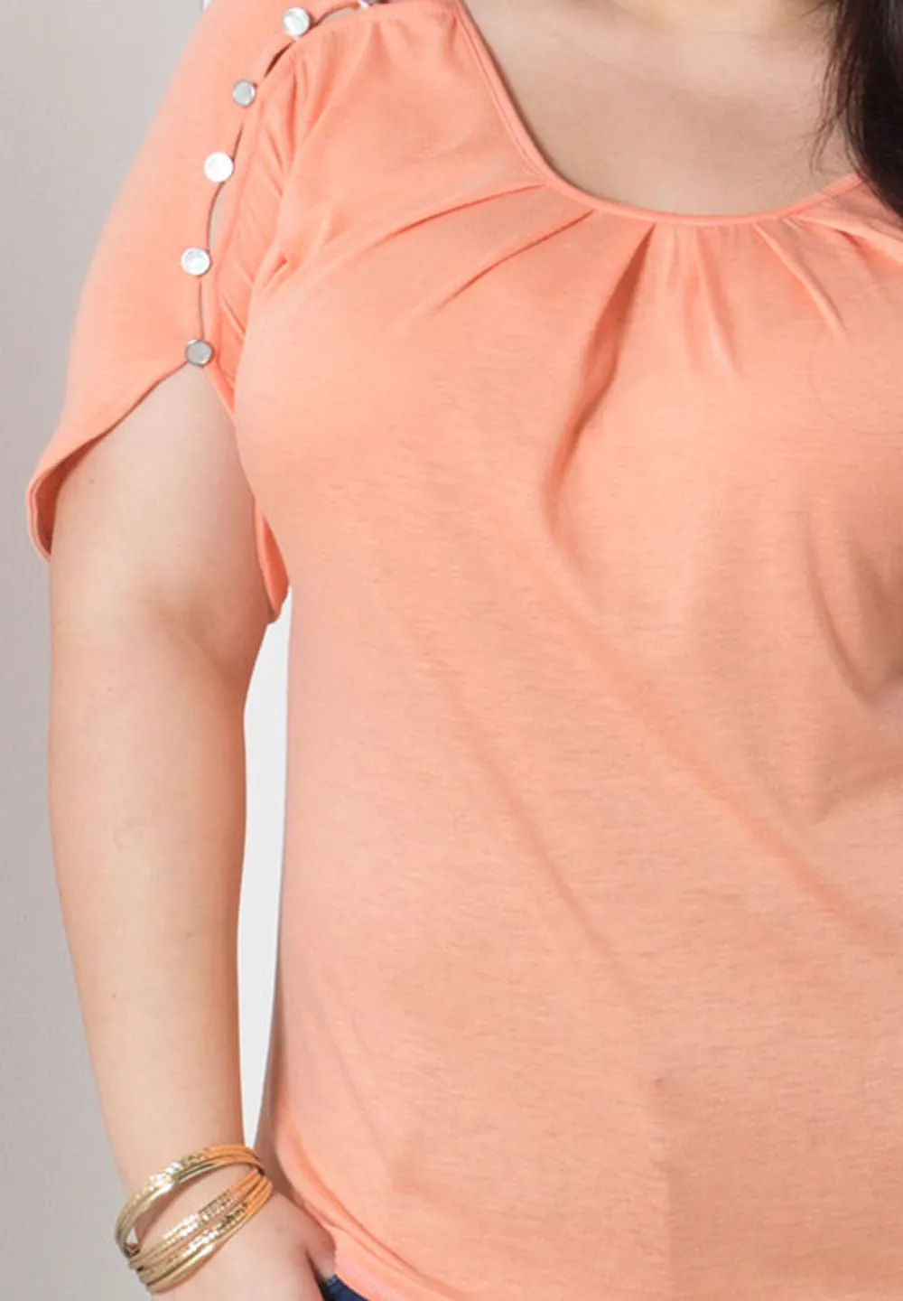 Tara Button Sleeve Top (Sweets)
