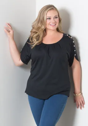 Tara Button Sleeve Top (Sweets)