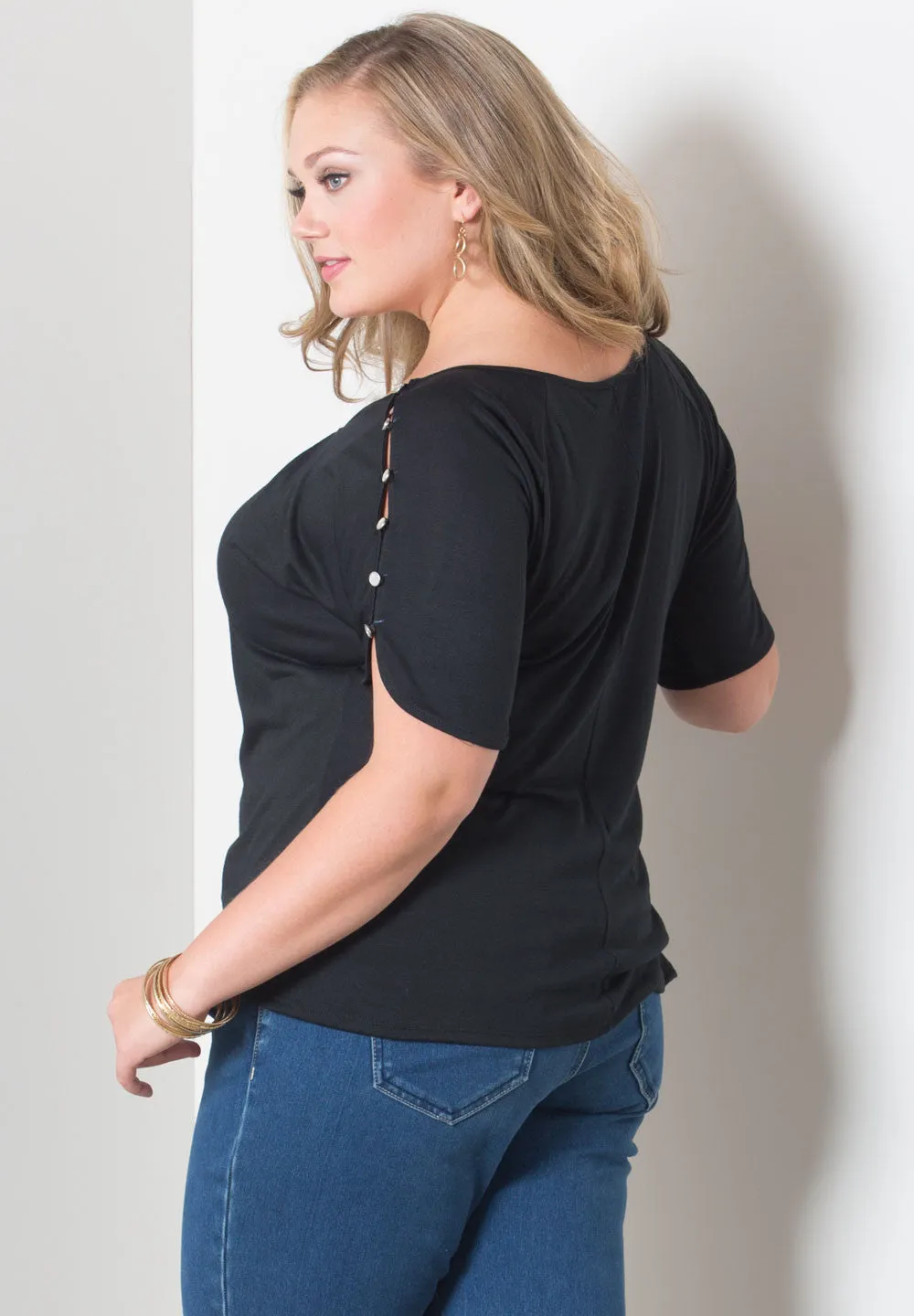 Tara Button Sleeve Top (Sweets)
