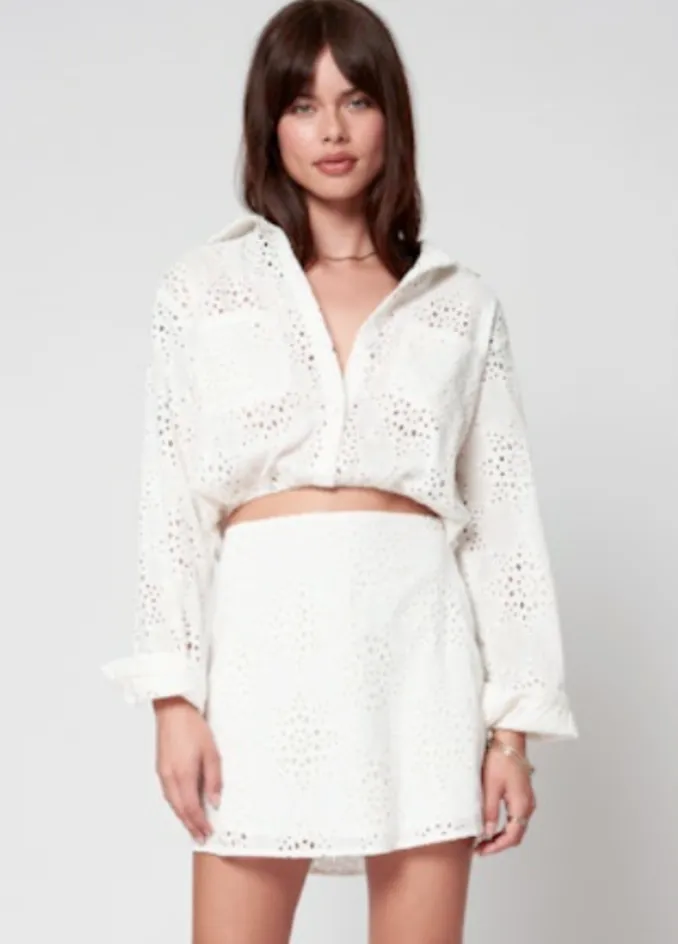 The Eyelit Slip Mini Skirt - White