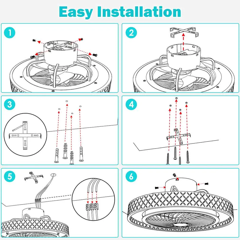 TheLAShop 20" Ceiling Fan with Light 5-Blade APP & Remote Control