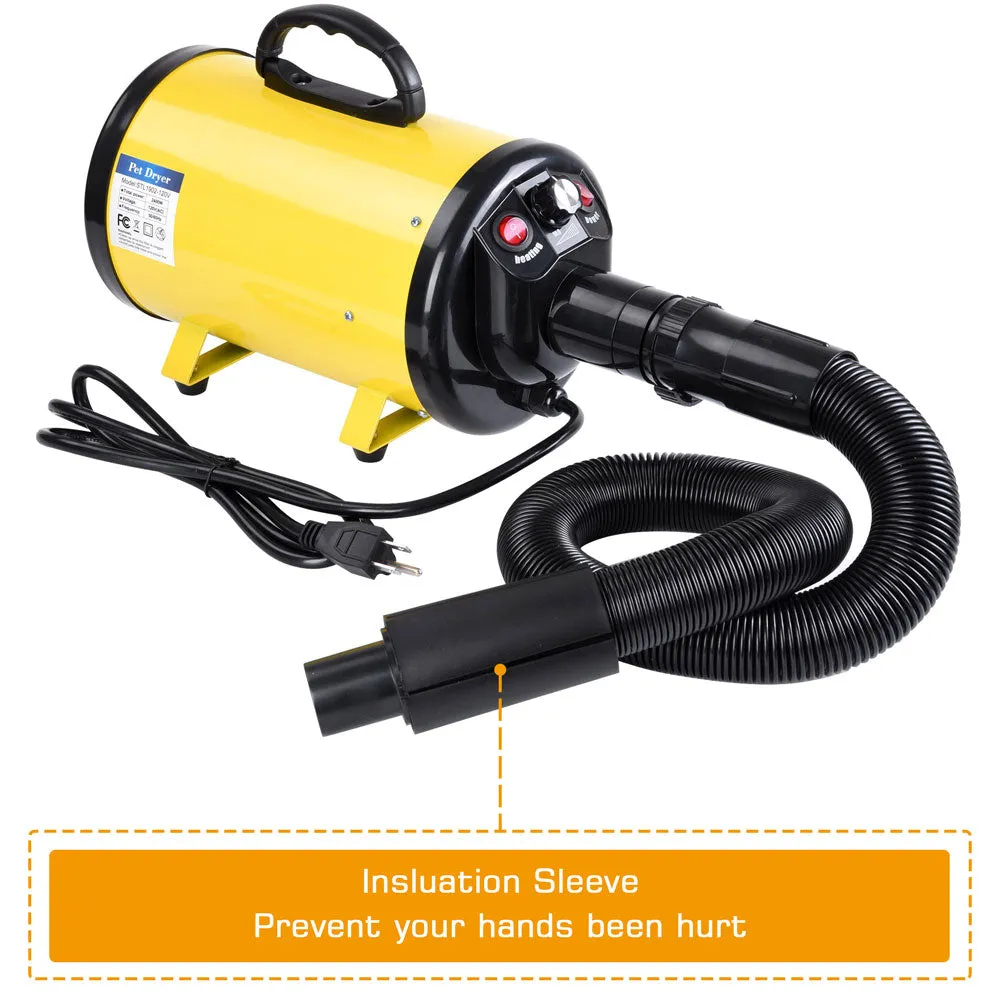 TheLAShop 3.2HP Pet Hair Dryer Quick Blower w/ 4 Nozzles Color Opt