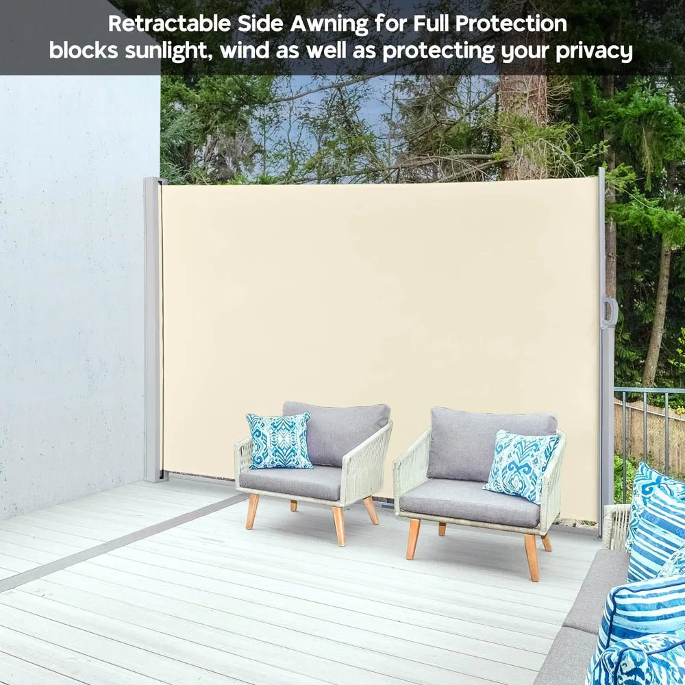 TheLAShop 63" x 120" Patio Retractable Side Awning Privacy Divider Screen
