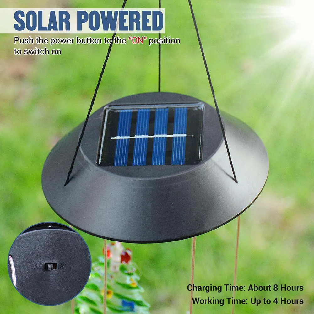 TheLAShop Christmas Tree Solar LED Light Wind Chime Decor Lighting
