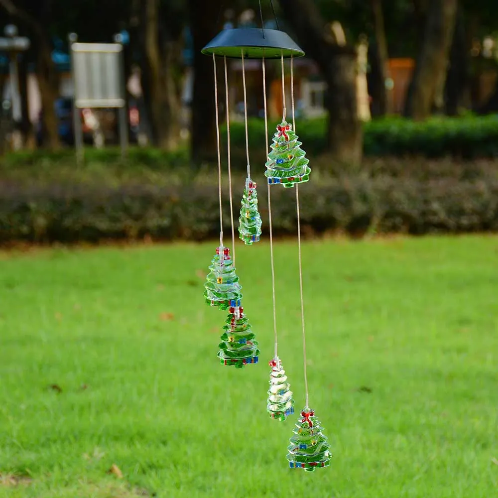 TheLAShop Christmas Tree Solar LED Light Wind Chime Decor Lighting