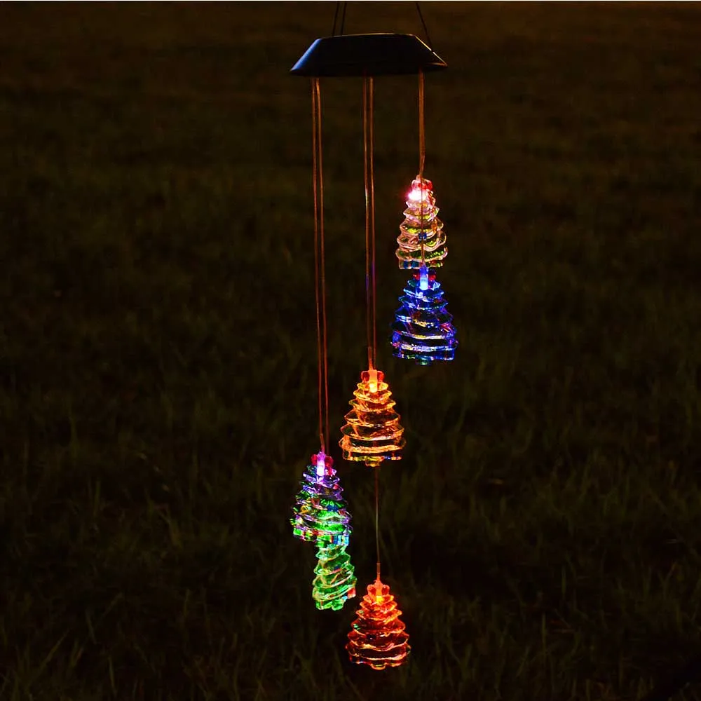TheLAShop Christmas Tree Solar LED Light Wind Chime Decor Lighting