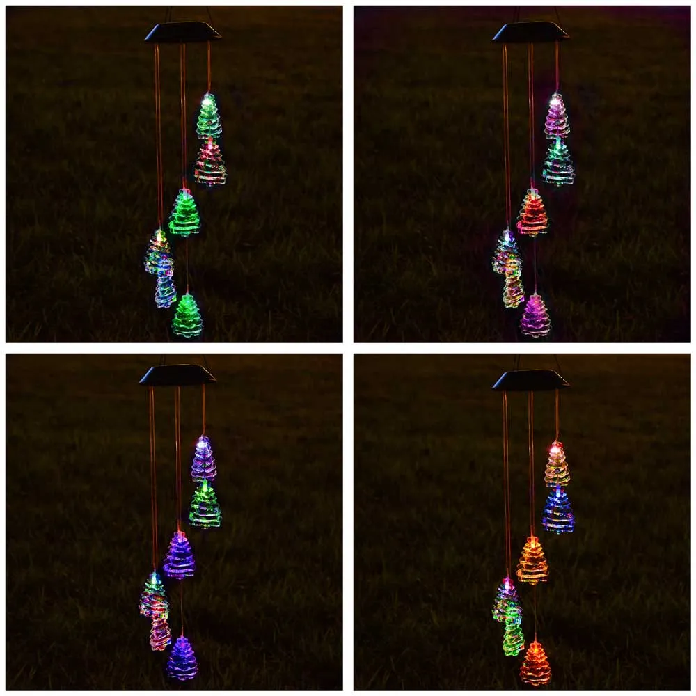 TheLAShop Christmas Tree Solar LED Light Wind Chime Decor Lighting