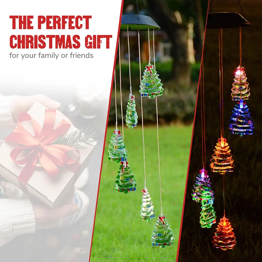 TheLAShop Christmas Tree Solar LED Light Wind Chime Decor Lighting