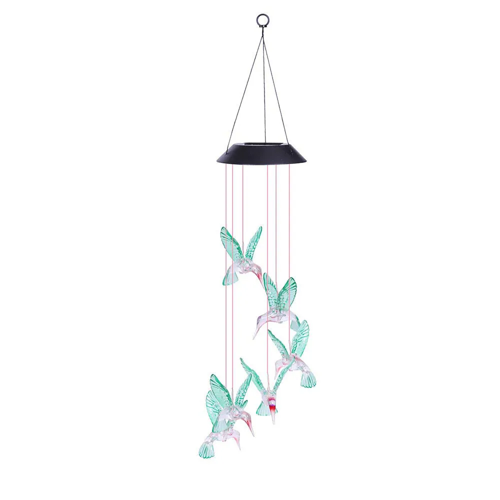 TheLAShop Hummingbird Solar Powered LED Light Wind Chime
