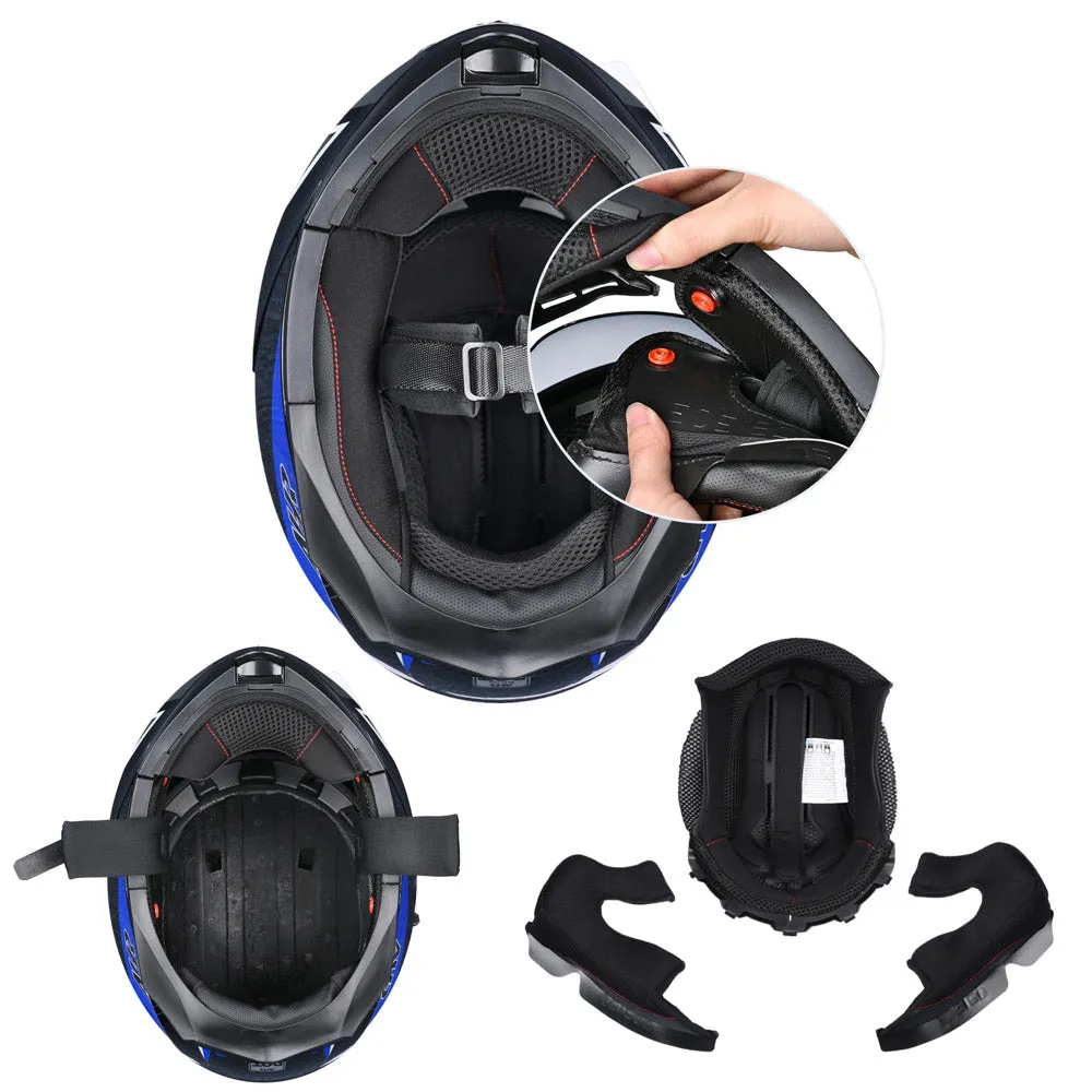 TheLAShop Modular Helmet RUN-M3 Flip Up DOT Blue